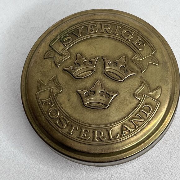 Vintage Sweden Nils Hörk Brass Pewter Snus Dosa Snuff Can Leather Carrying Case - Picture 13 of 16